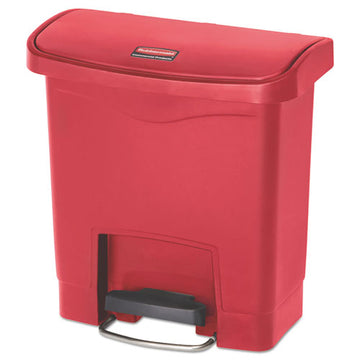 Rubbermaid® Commercial Slim Jim Resin Step-on Container, Front Step Style, 4 Gal, Red freeshipping - TVN Wholesale